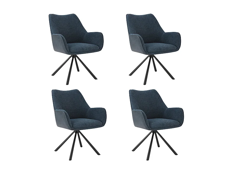 Lot de 4 Chaises de Salle à Manger, Fauteuil Pivotant à 360°, Chaise de Cuisine Coussinets de Pied Réglable Bleu foncé