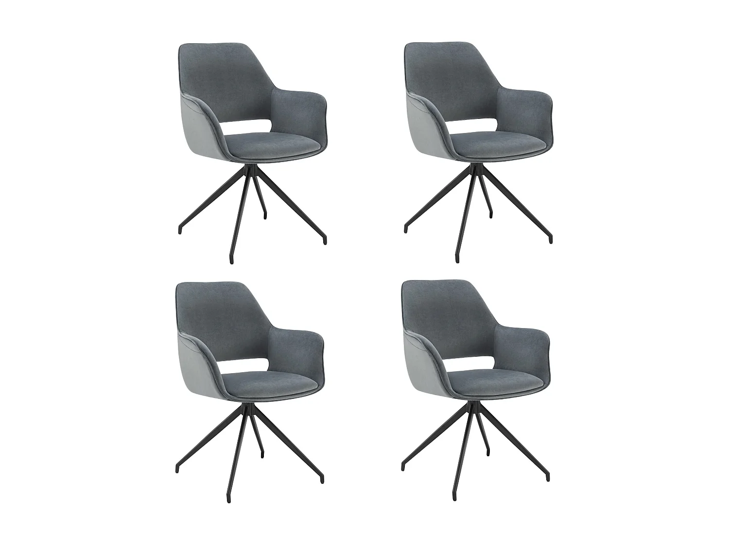 Lot de 4 Chaises de Salle à Manger,  Fauteuil Pivotant à  360°, Chaise de Cuisine  Coussinets de Pied Réglable Bleu foncé