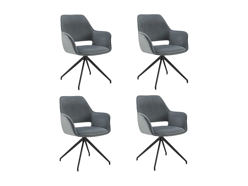 Lot de 4 Chaises de Salle à Manger,  Fauteuil Pivotant à  360°, Chaise de Cuisine  Coussinets de Pied Réglable Bleu foncé