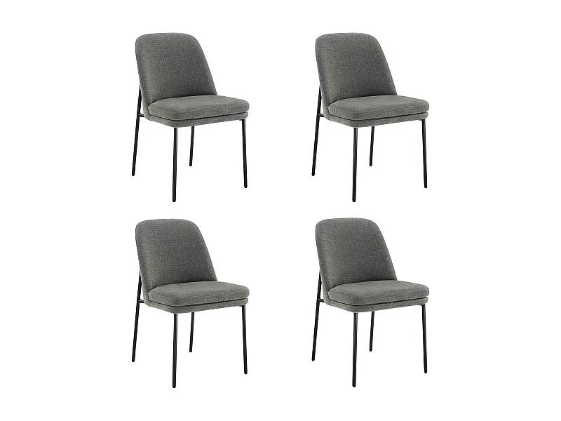 Lot de 4 Chaises de Salle à Manger, Pieds en Métal, Avec Dossier, Style Moderne Gris foncé