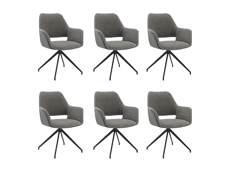 Lot de 6 Chaises de Salle à Manger,  Fauteuil Pivotant à 360 degrés, Chaise de Cuisine  Coussinets de Pied Réglables Gris