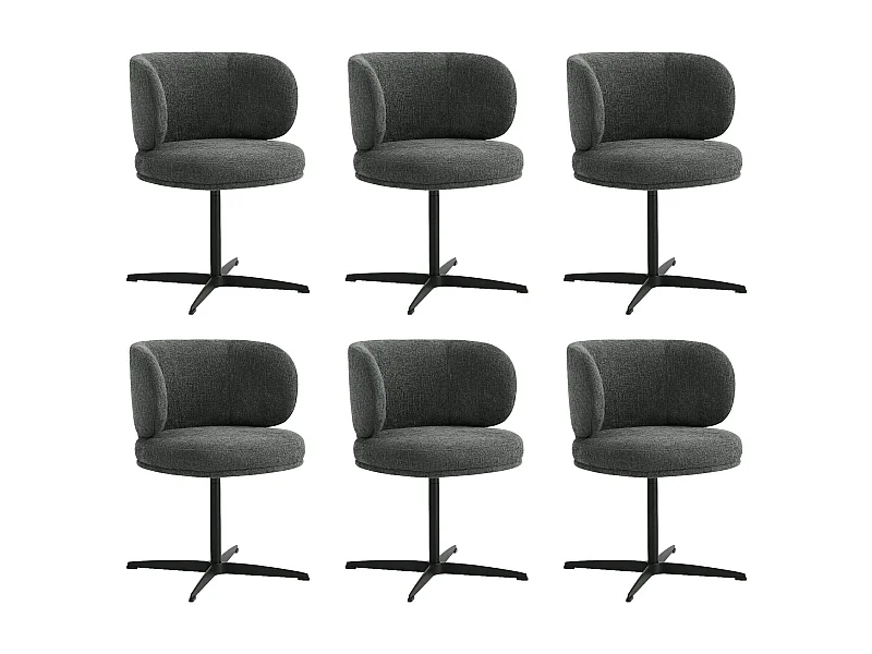 Lot de 6 Chaises de Salle à Manger Chaise de Bureau Pivotante Chaise pour Chambre-coiffeuse Gris foncé