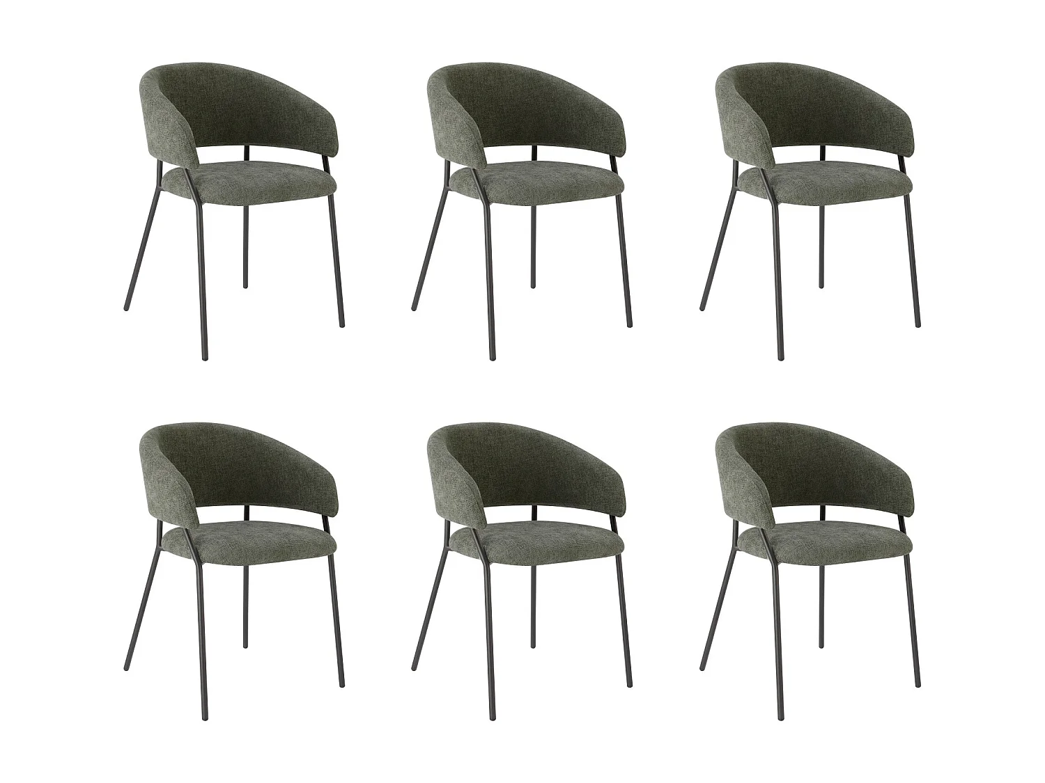 Lot de 6 Chaises de Salle à Manger, Pieds en Métal, Avec Dossier, Style Industriel Gris foncé