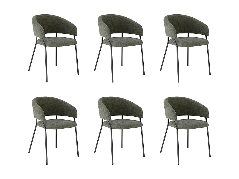 Lot de 6 Chaises de Salle à Manger, Pieds en Métal, Avec Dossier, Style Industriel Gris foncé