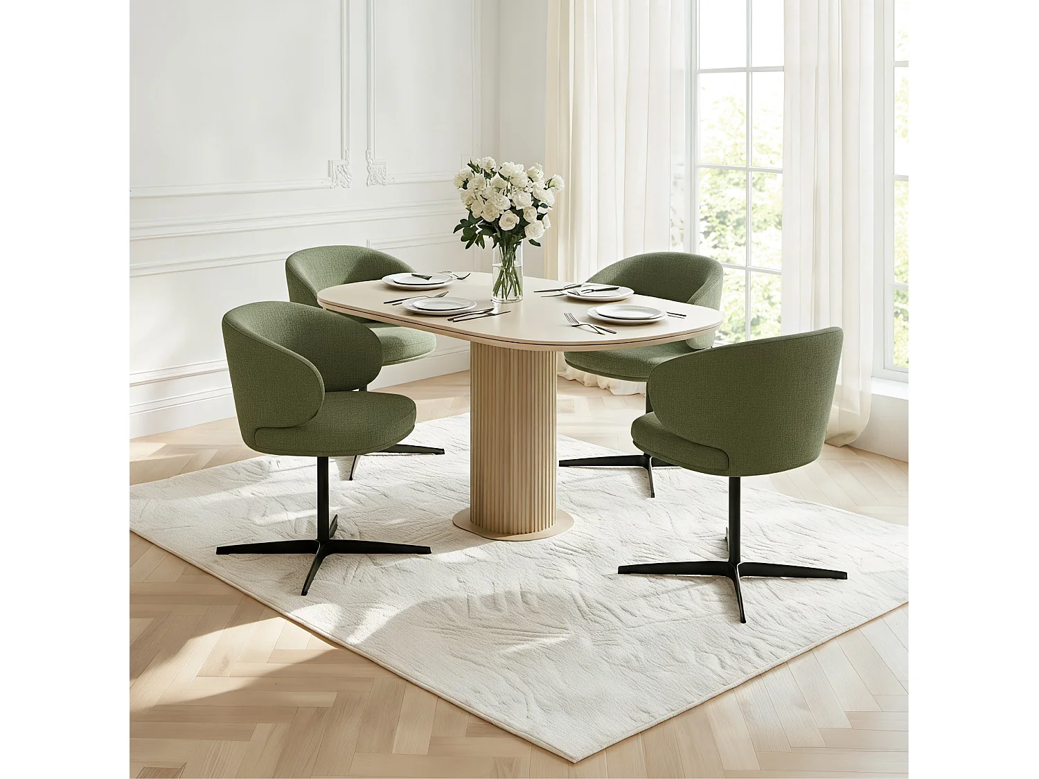 Lot de 6 Chaises de Salle à Manger Chaise de Bureau Pivotante Chaise pour Chambre-coiffeuse