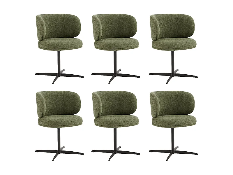 Lot de 6 Chaises de Salle à Manger Chaise de Bureau Pivotante Chaise pour Chambre-coiffeuse Vert