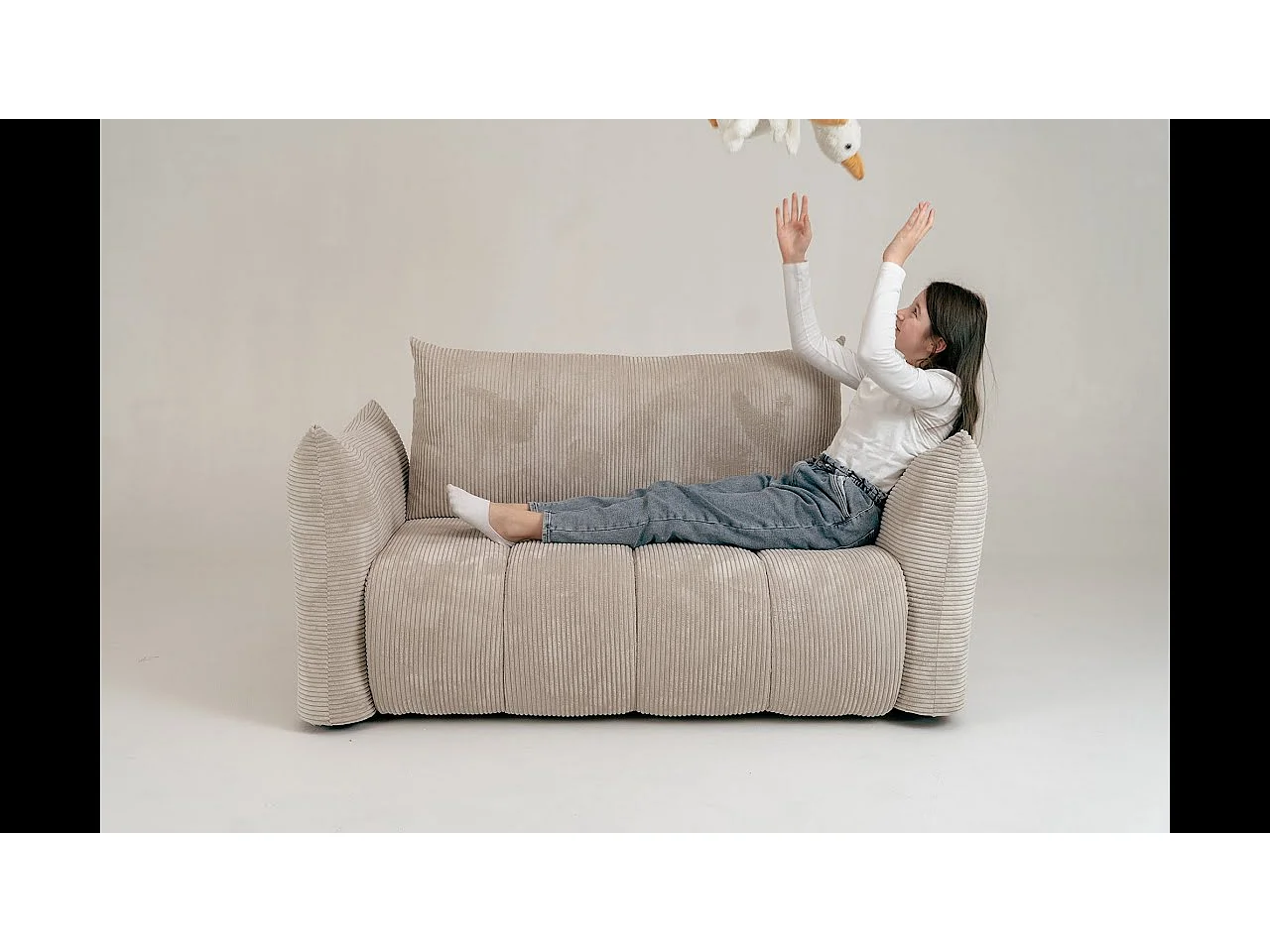 Canapé américain Flo, avec fonction couchage, pour enfants, Poso, rose clair (52)