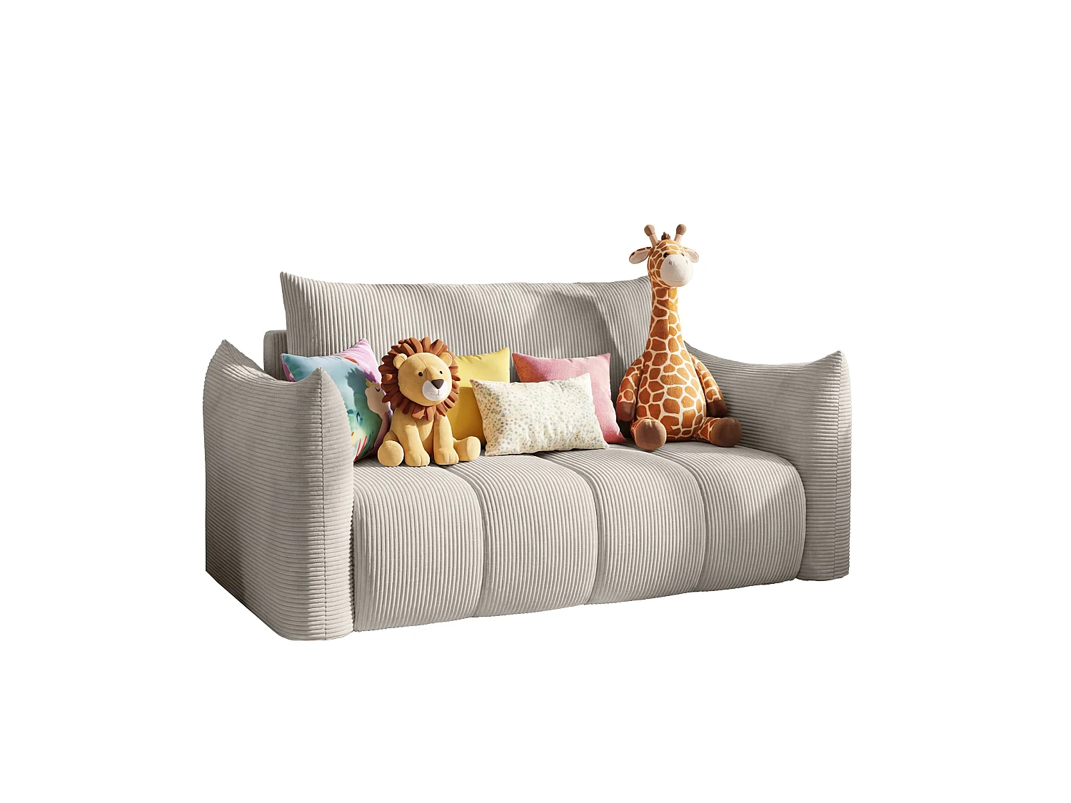 Amerikanisches Sofa Flo, mit Schlaffunktion, für Kinder, Poso, hellgrau (55)