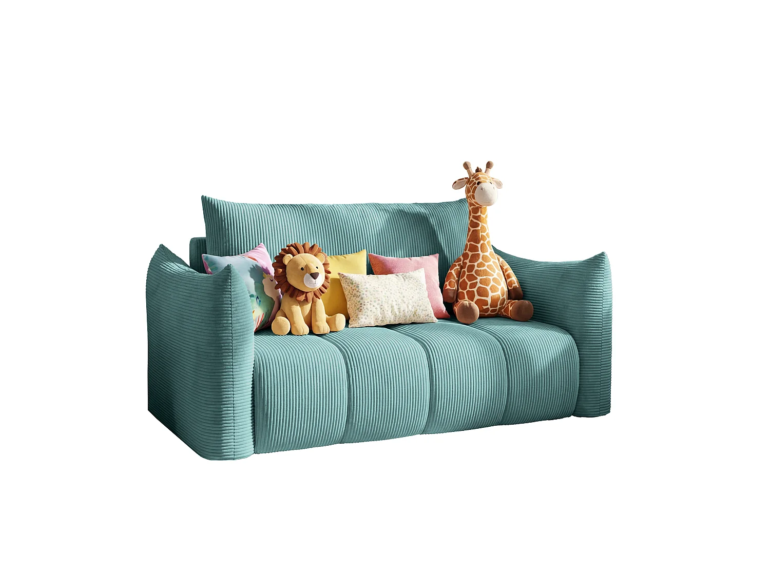 Canapé convertible 3 places en tissu bleu FLO
