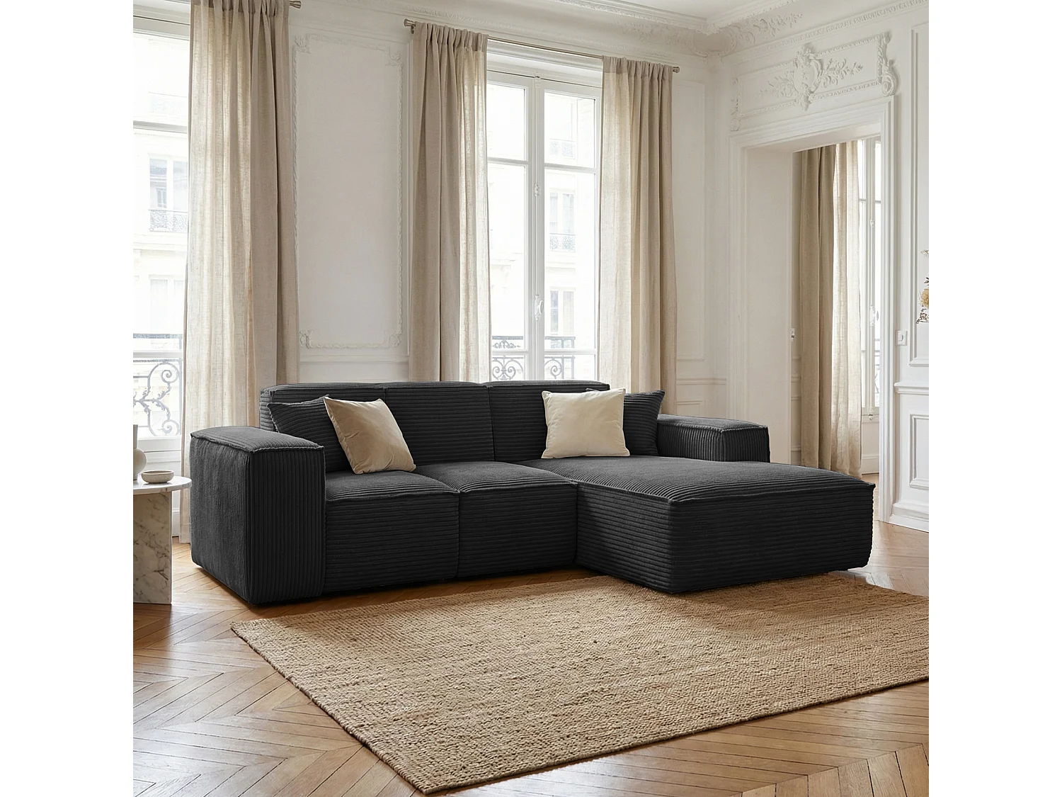 Canapé d'angle couleur noir Siena