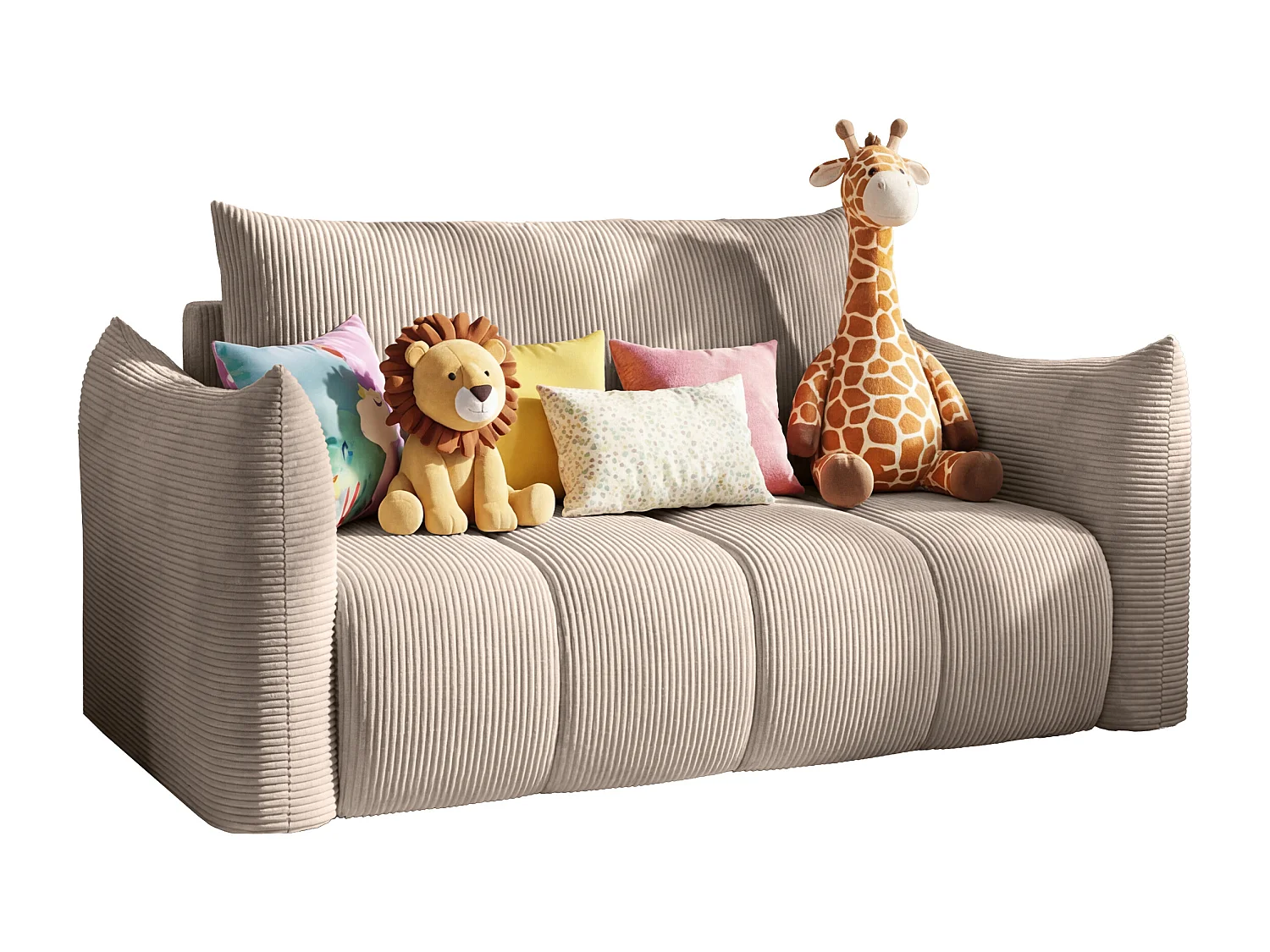 Canapé américain Flo, avec fonction couchage, pour enfants, Poso, cappuccino (02)