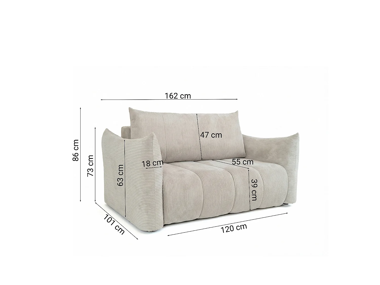 Sofa amerykanka Flo, z funkcją spania, dla dzieci, Poso, cappuccino (02)