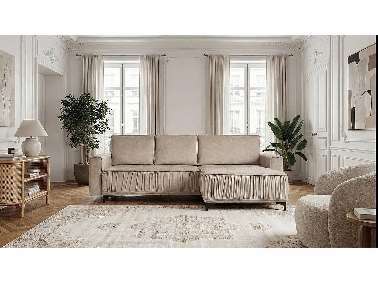 Narożnik w kształcie L, z funkcją spania, do salonu, Juka Terra, szary (28)