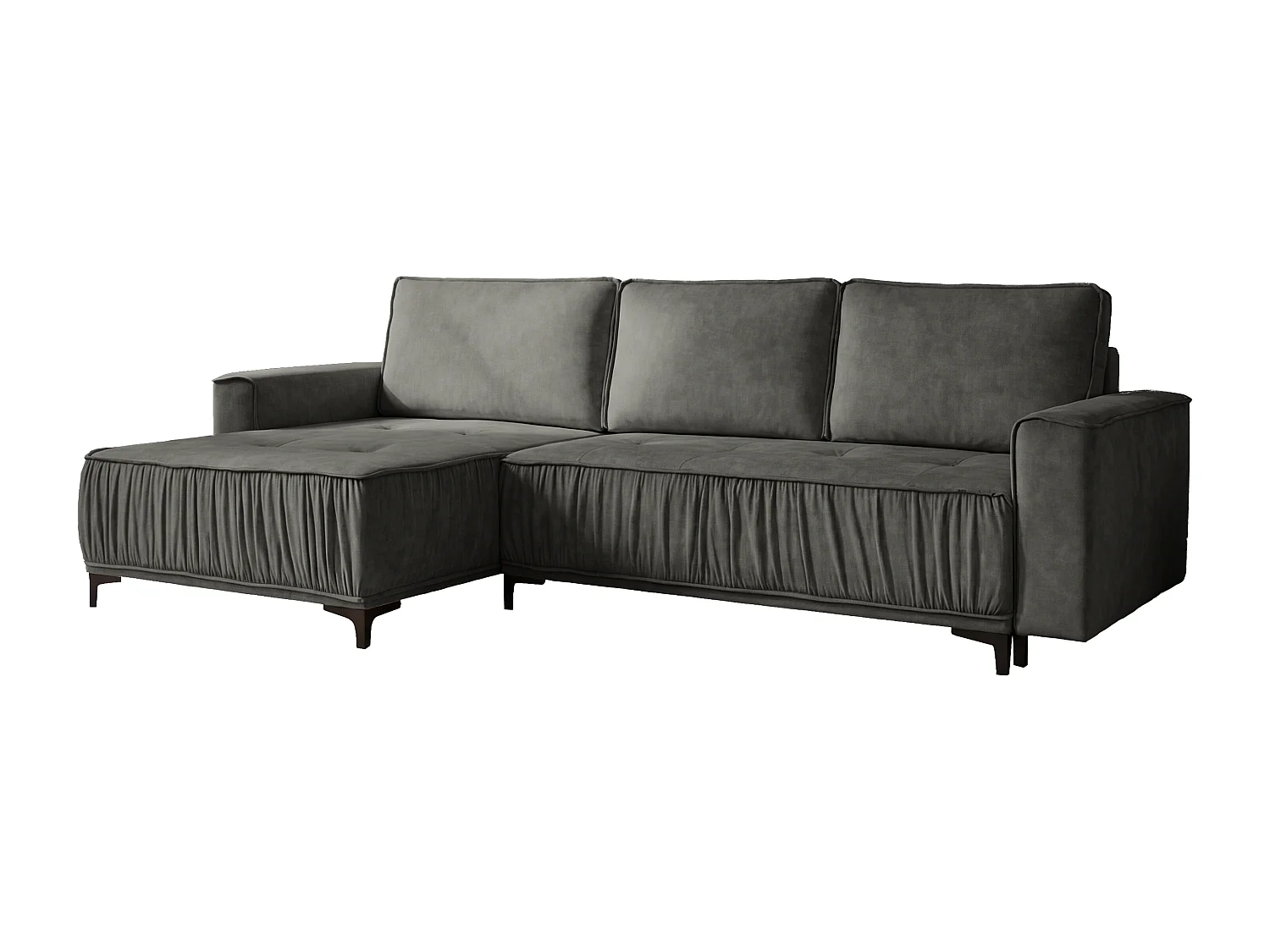 Narożnik w kształcie L, z funkcją spania, do salonu, Juka Terra, szary (28)