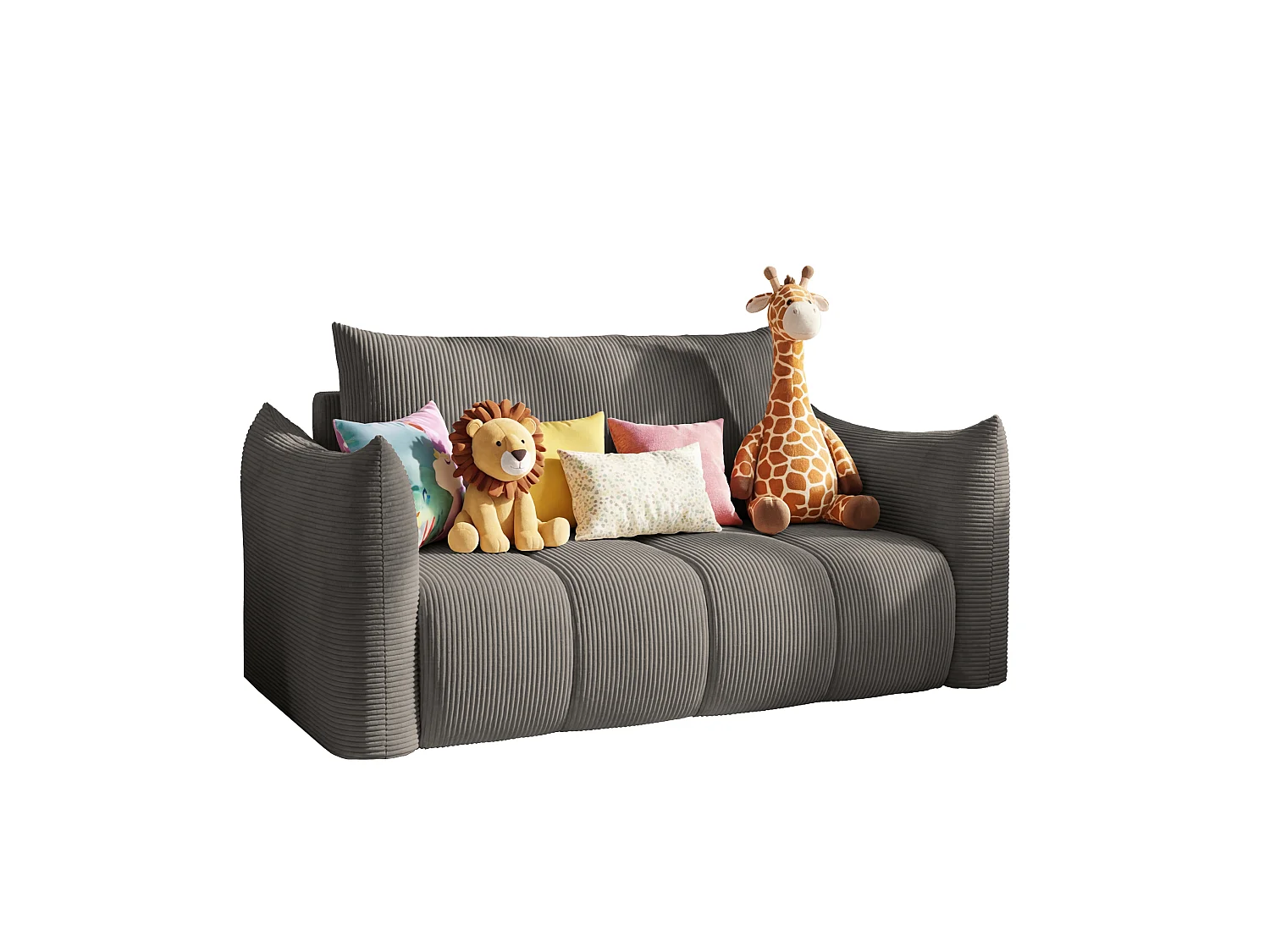 Canapé convertible 3 places en tissu gris FLO