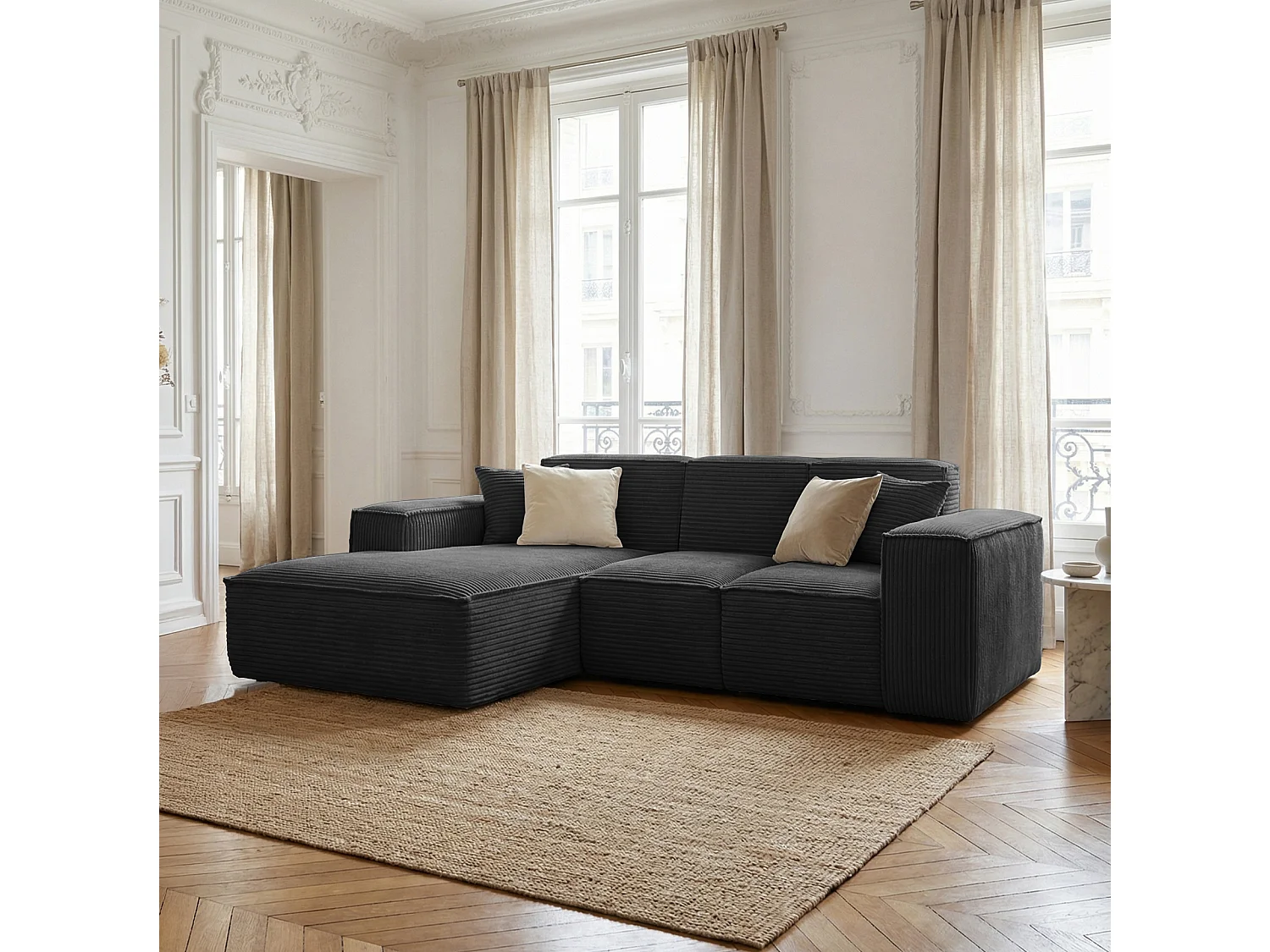 Canapé d'angle noir Siena