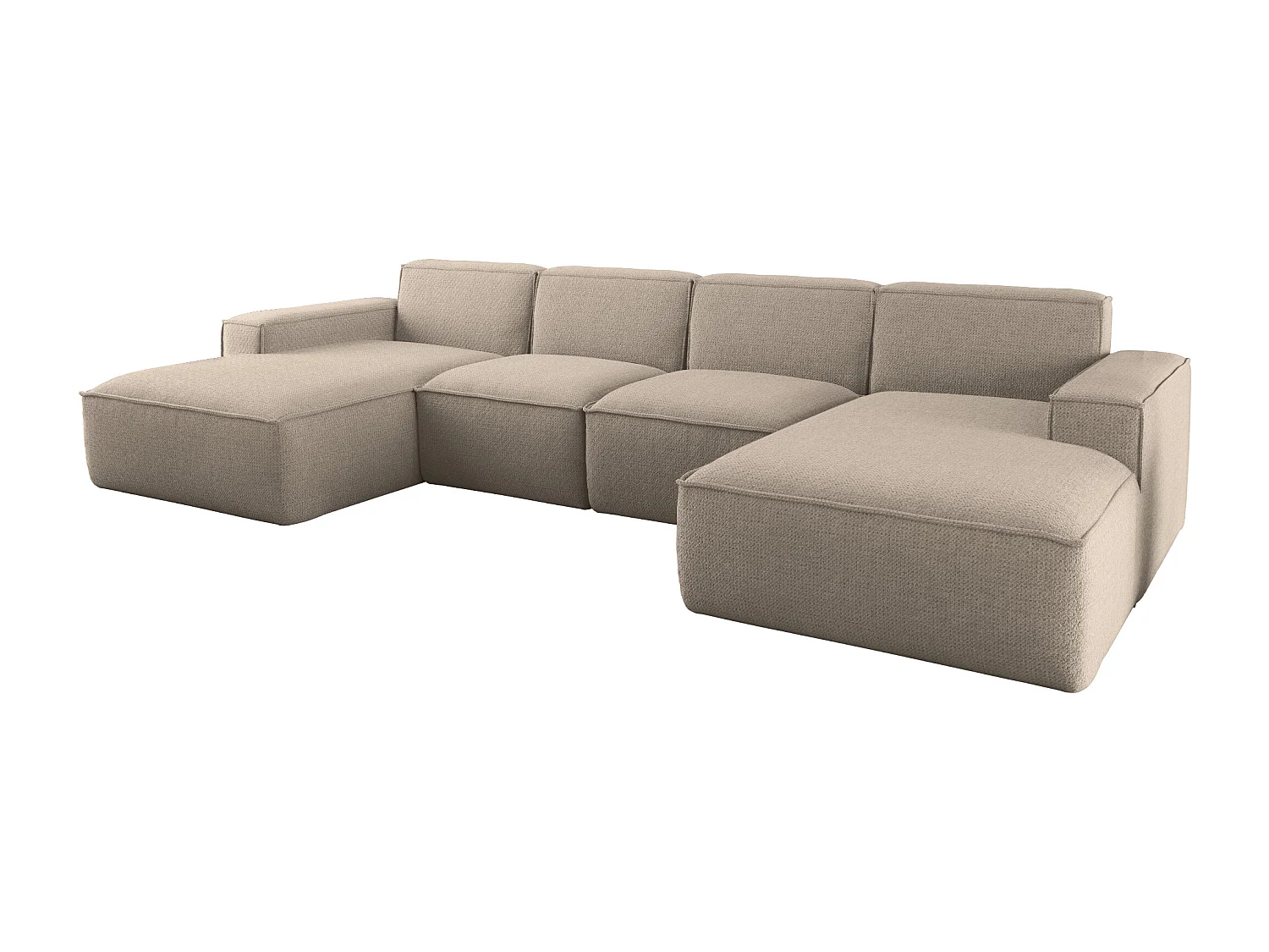 Universele hoekbank in U-vorm, voor de woonkamer, Siena Artico, beige