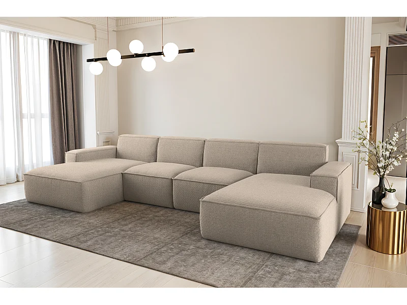 Canapé d'angle universel en forme de U, pour salon, Siena Artico, beige