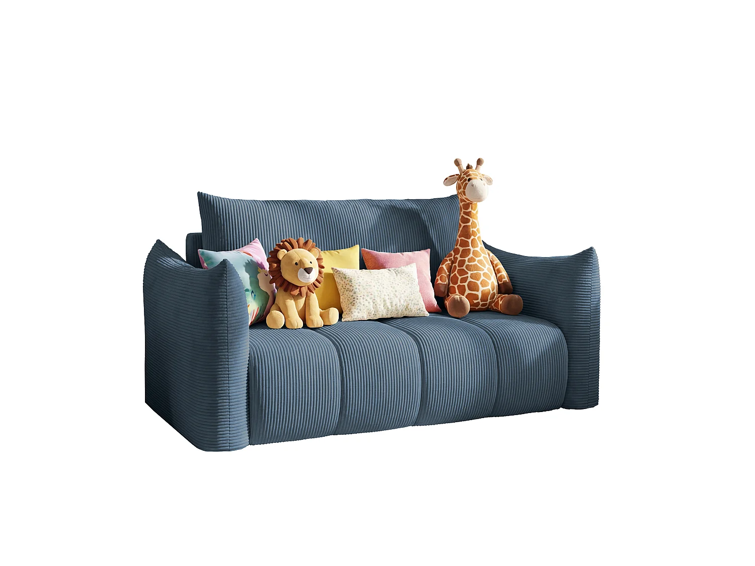 Canapé convertible 3 places en tissu bleu nuit FLO