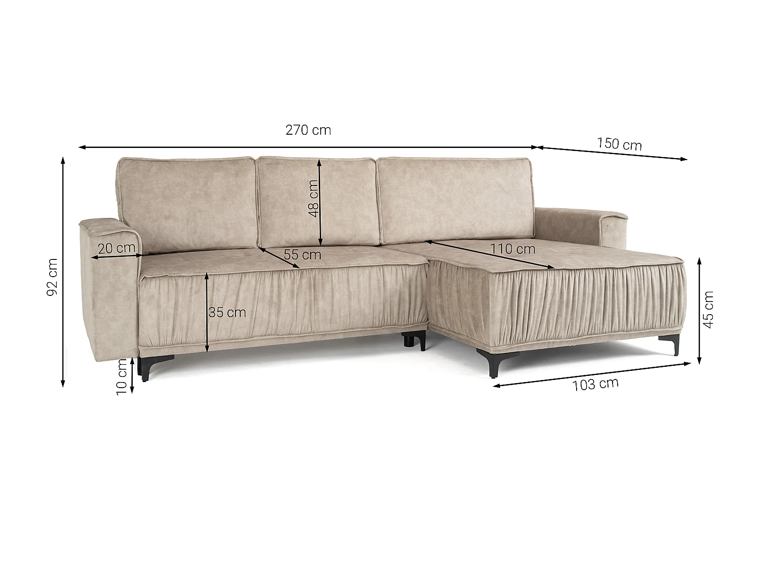 Narożnik w kształcie L, z funkcją spania, do salonu, Juka Terra, żółty (48)