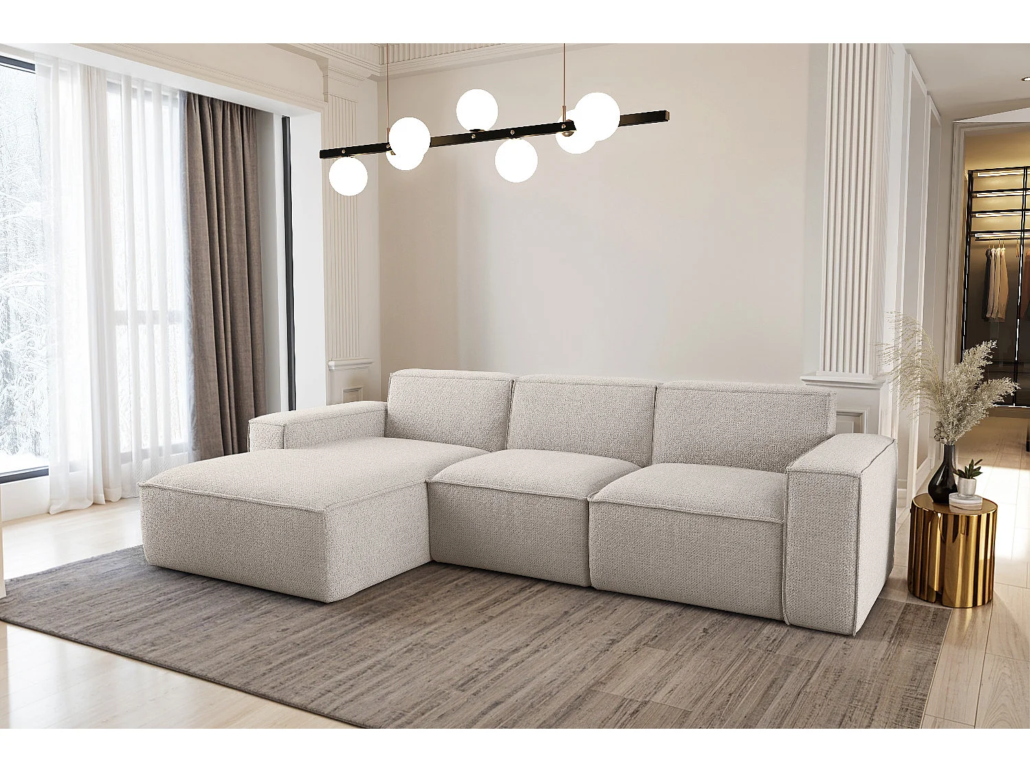 Hoekbank voor de woonkamer, Siena Artico, links, nata