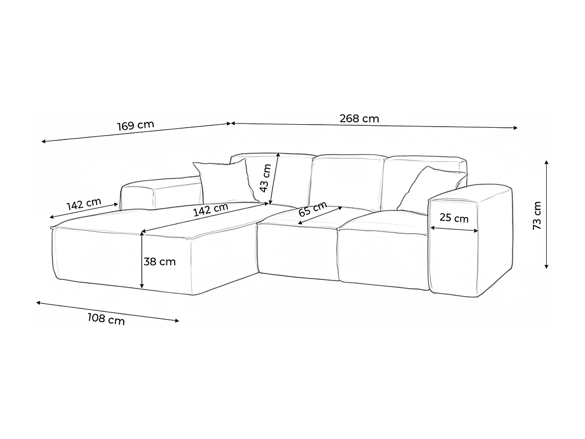 Hoekbank voor de woonkamer, Siena Artico, links, nata