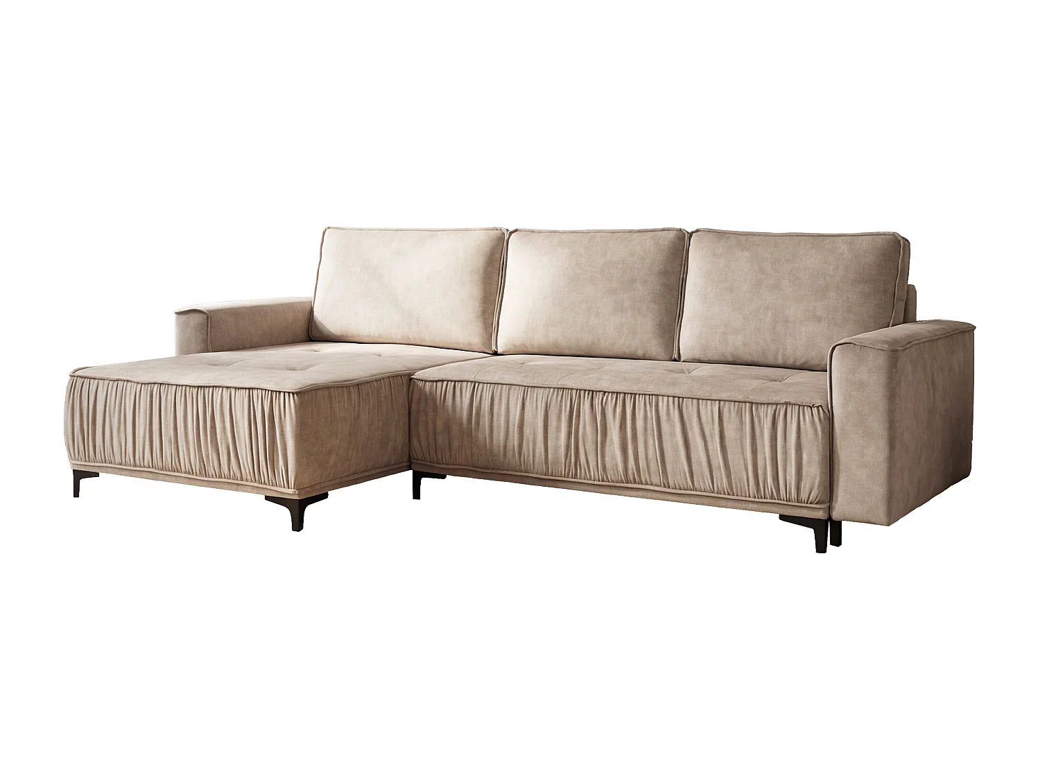 Narożnik w kształcie L, funkcja spania, do salonu, Juka Terra, beżowy (13)