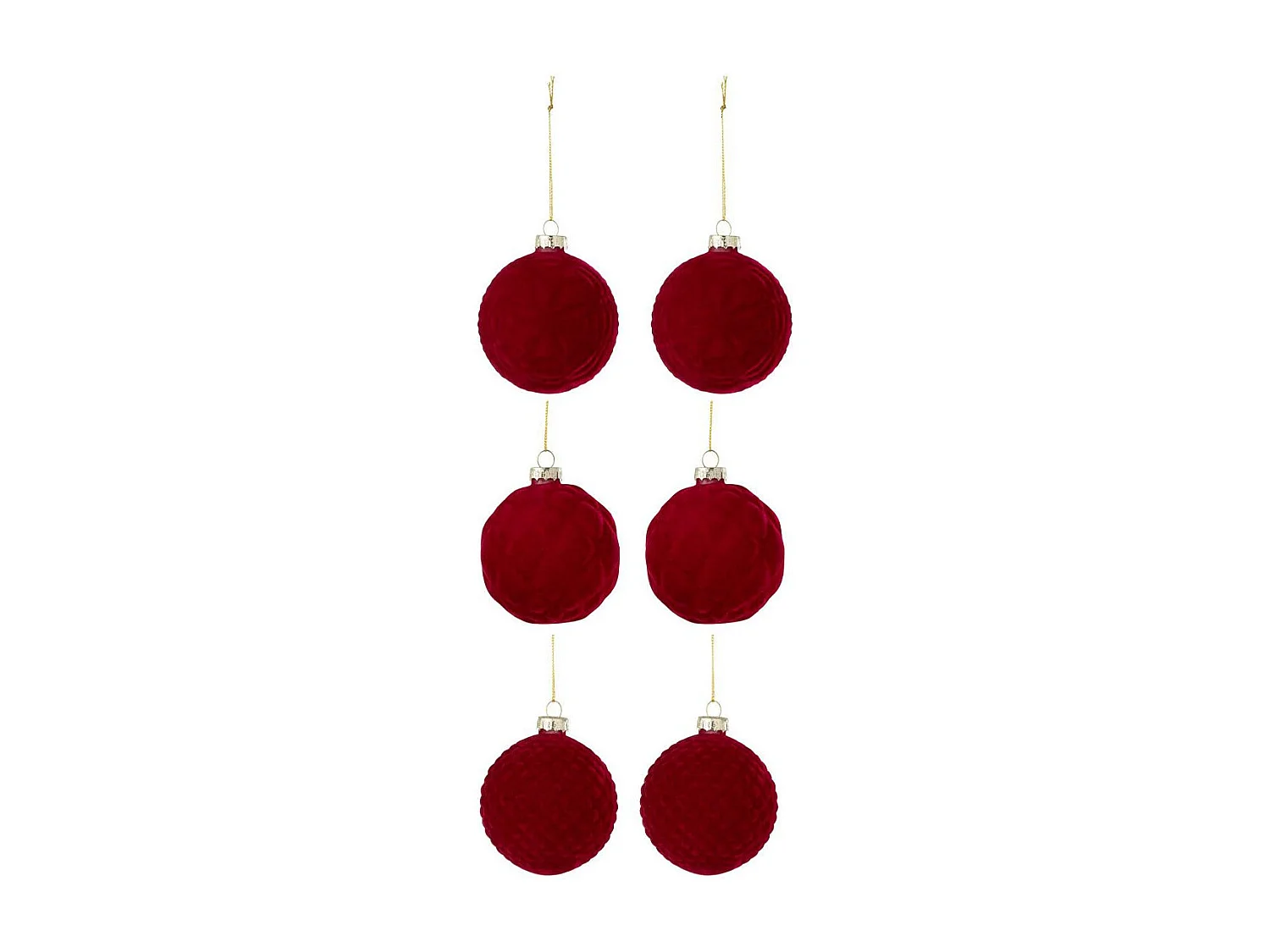 Lot de 6 Boules de Noël Velours "Caro" 8cm Rouge