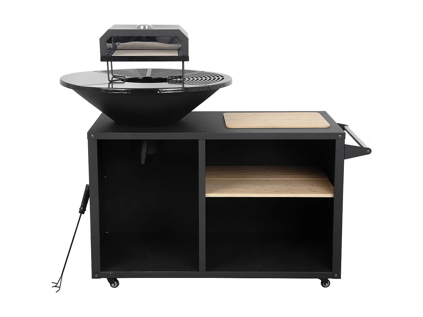 Barbecue plancha brasero avec four à pizza "Maréchal" - Ø 81 cm  - Noir