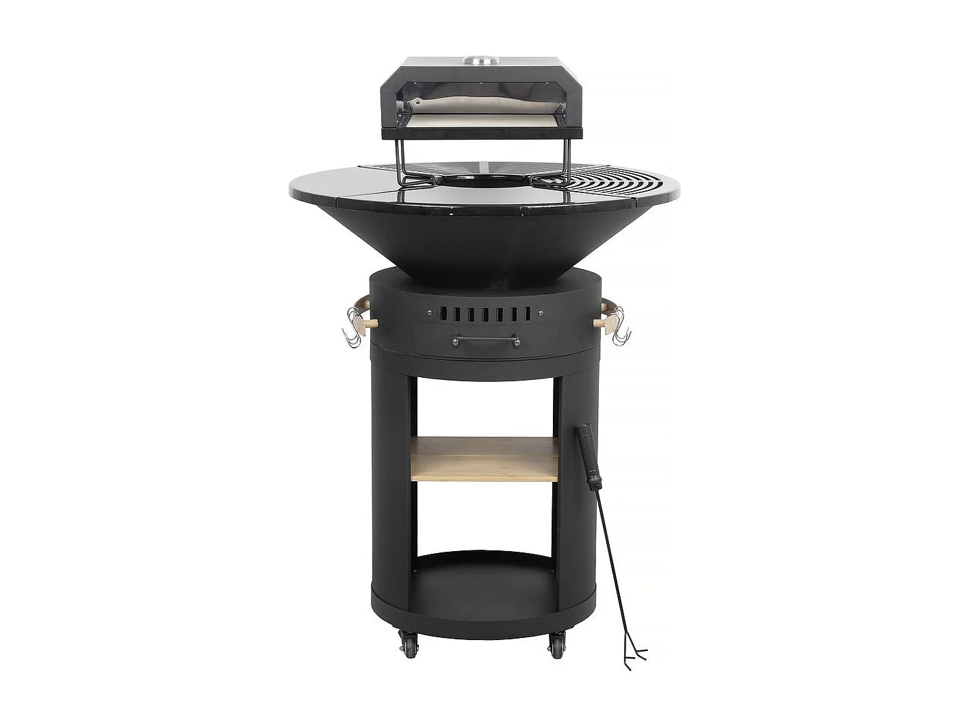 Barbecue plancha brasero avec four à pizza "César premium"- Ø 81 cm - Noir