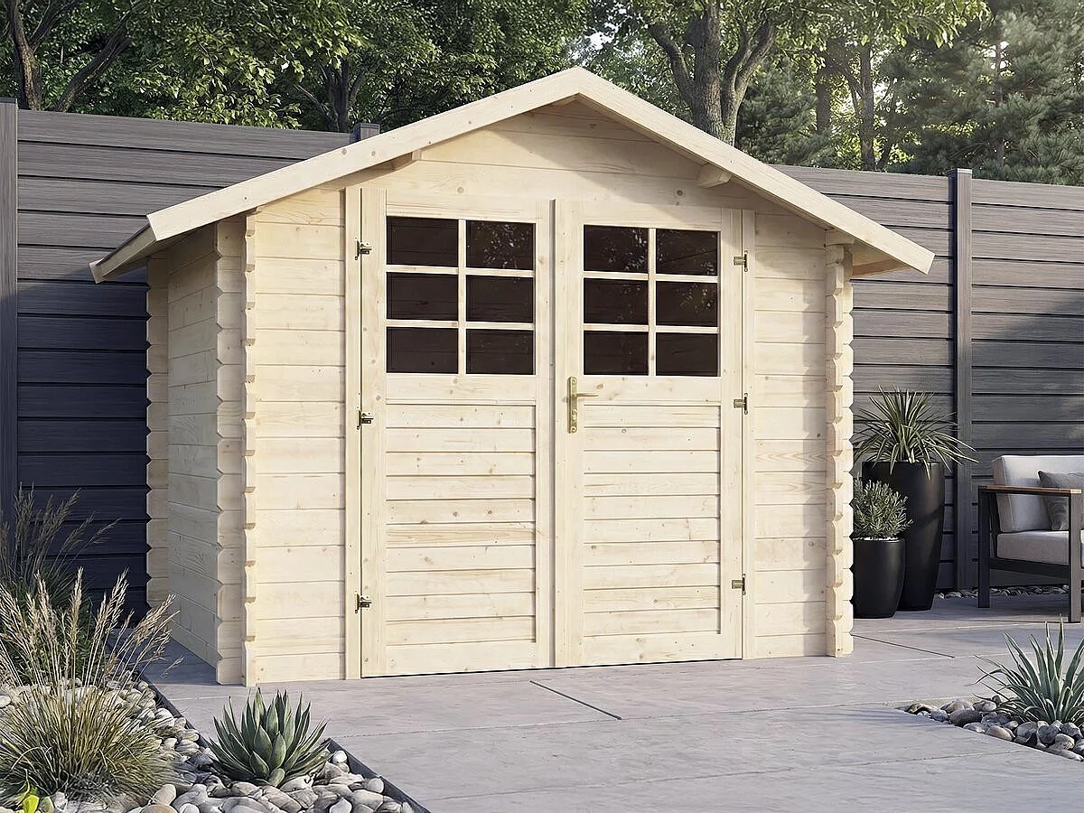 Abri de jardin en bois "Beaufort" - 6.94 m² -  287 x 241 cm - 28 mm