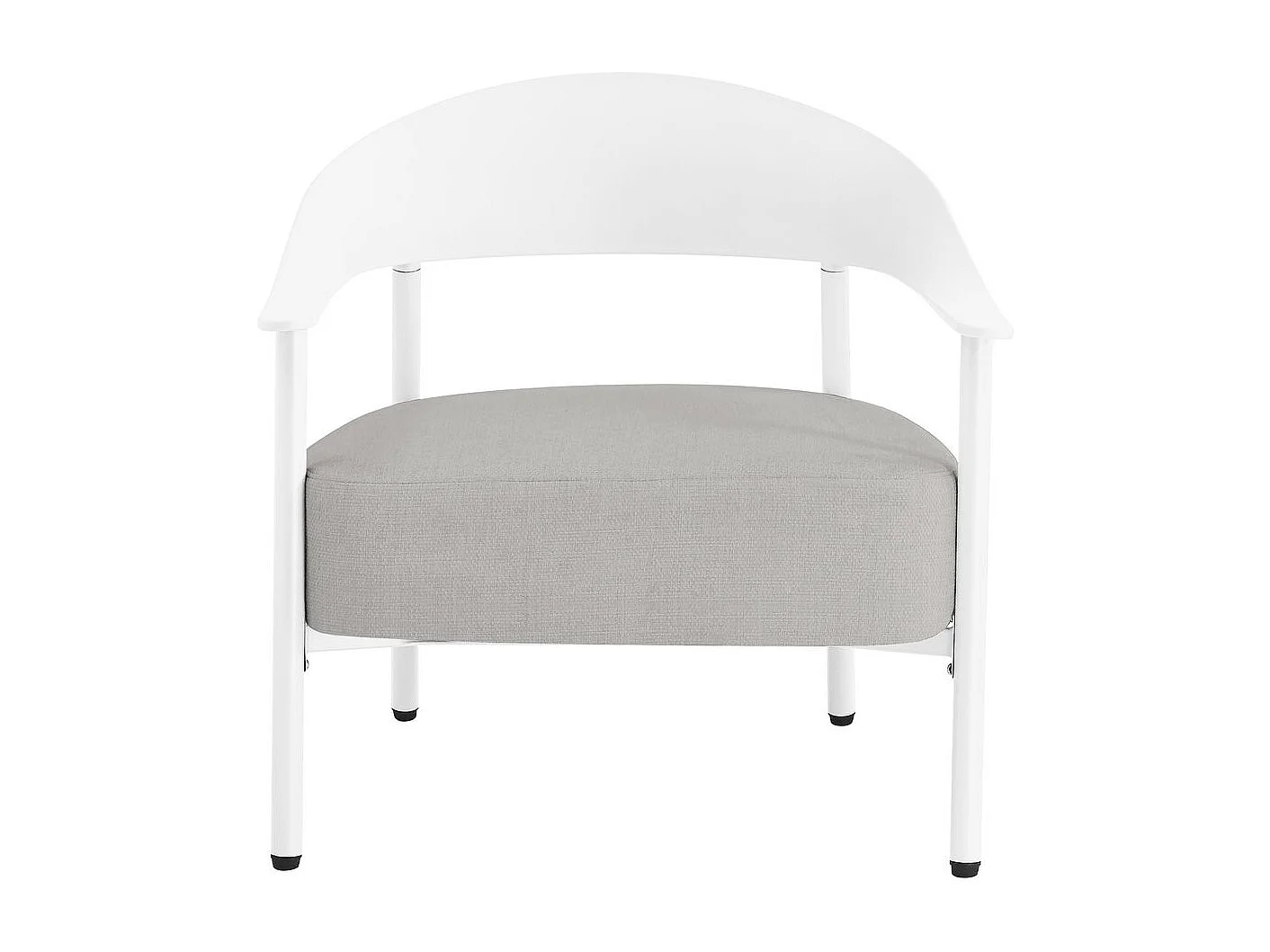 Juego de 2 sillones de jardín blancos "Céora" de plástico resistente con cojines gruesos desenfundables