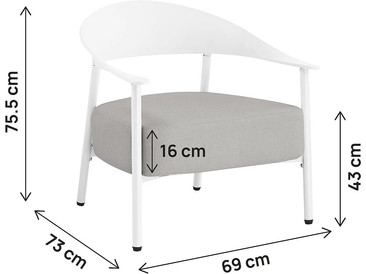 Lot de 2 fauteuils de jardin en plastique et en métal "Céora" - Blanc