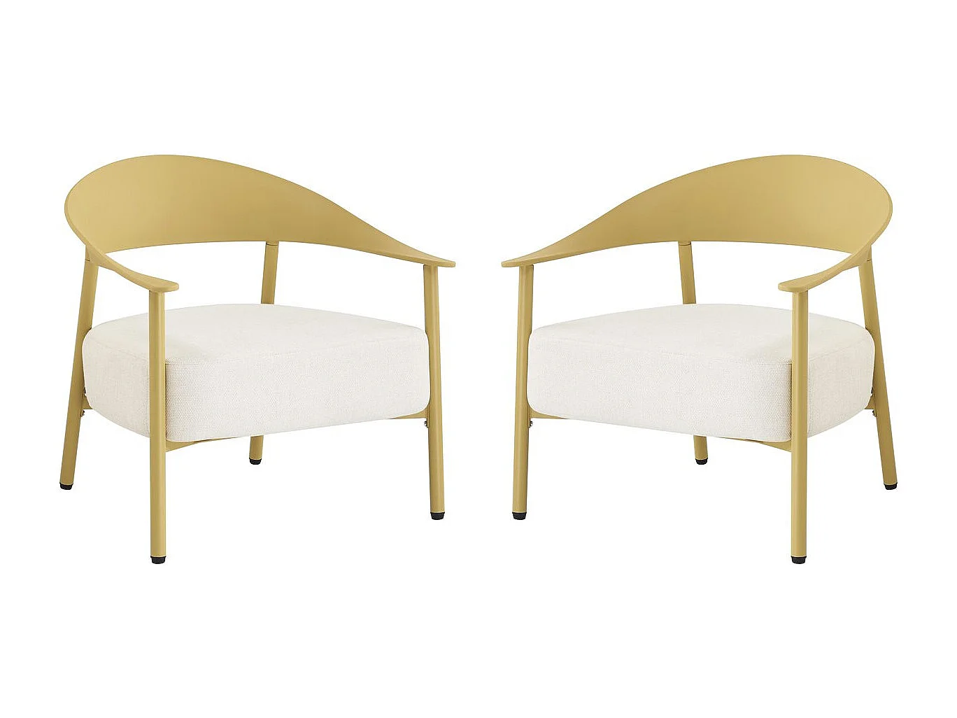 Juego de 2 Sillones de Jardín Amarillos "Céora" de Plástico Resistente con Cojines Desfundables y Cómodos