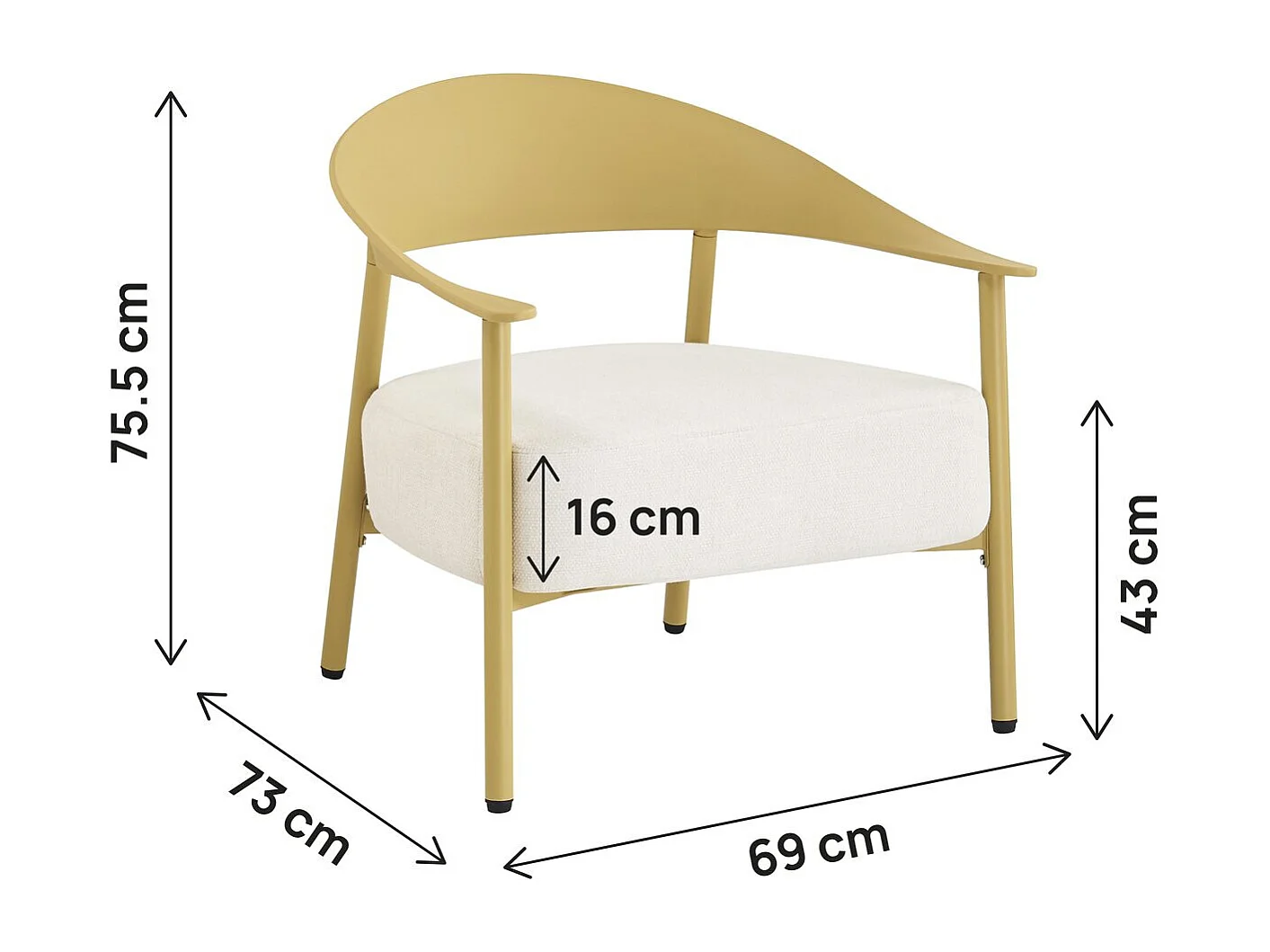 Juego de 2 Sillones de Jardín Amarillos "Céora" de Plástico Resistente con Cojines Desfundables y Cómodos