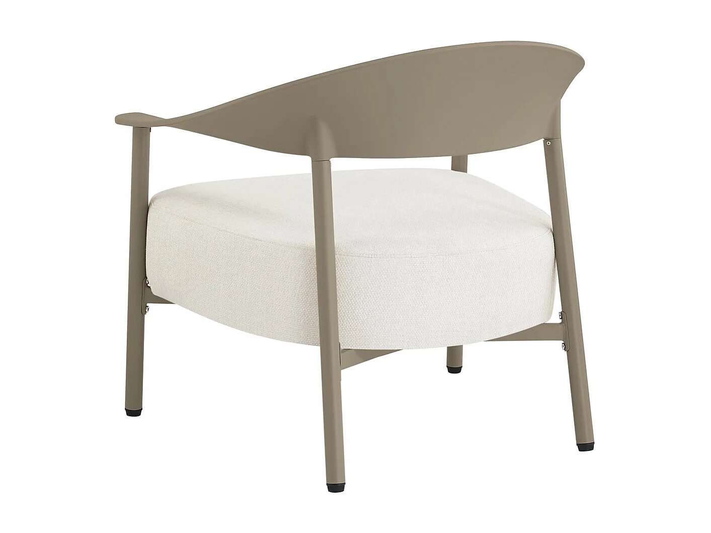 Salón de jardín para 2 personas Céora taupe de plástico con cojines gruesos y mesa baja práctica