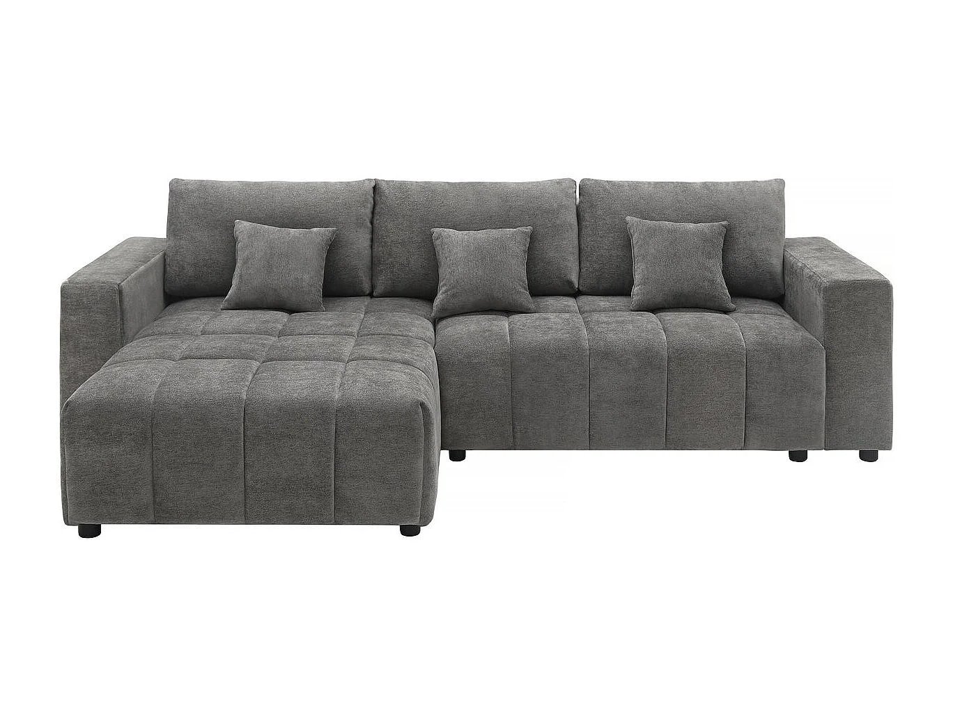 Canapé d'angle réversible/convertible en tissu - "George" - 4 places - Gris