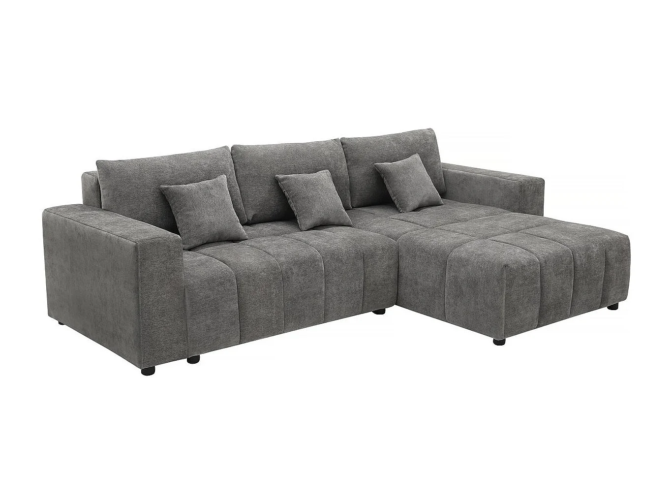 Canapé d'angle réversible/convertible en tissu - "George" - 4 places - Gris