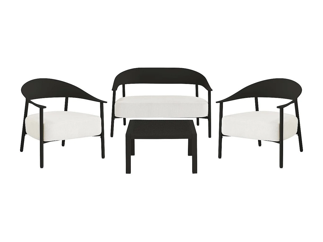 Salon de jardin en métal et plastique "Céora" - 4 places - Noir
