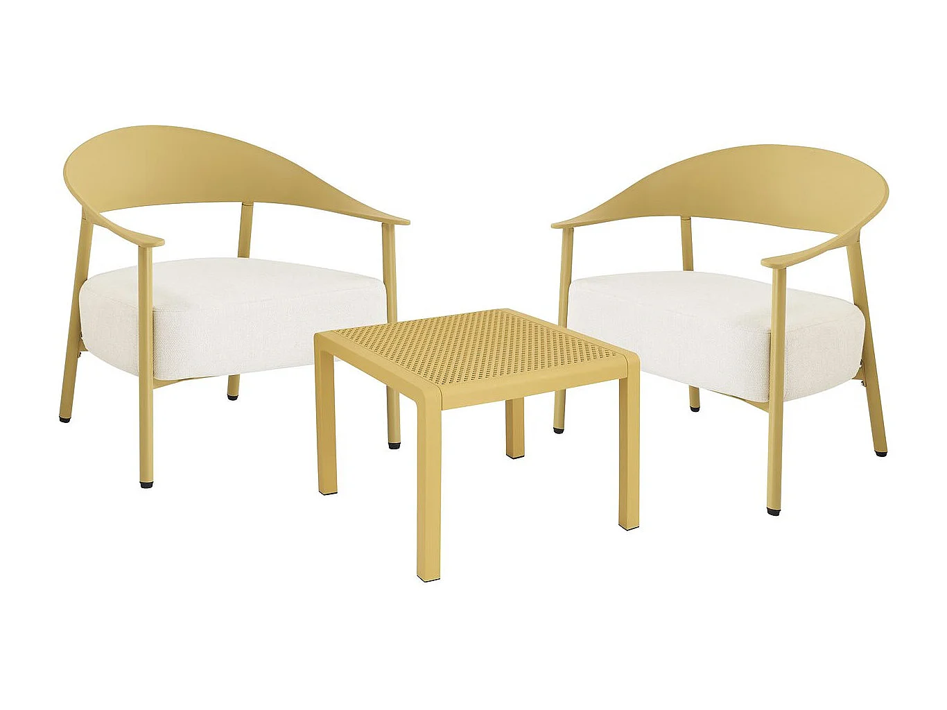 Conjunto de muebles de jardín "Céora" de metal y plástico - 2 plazas - Amarillo