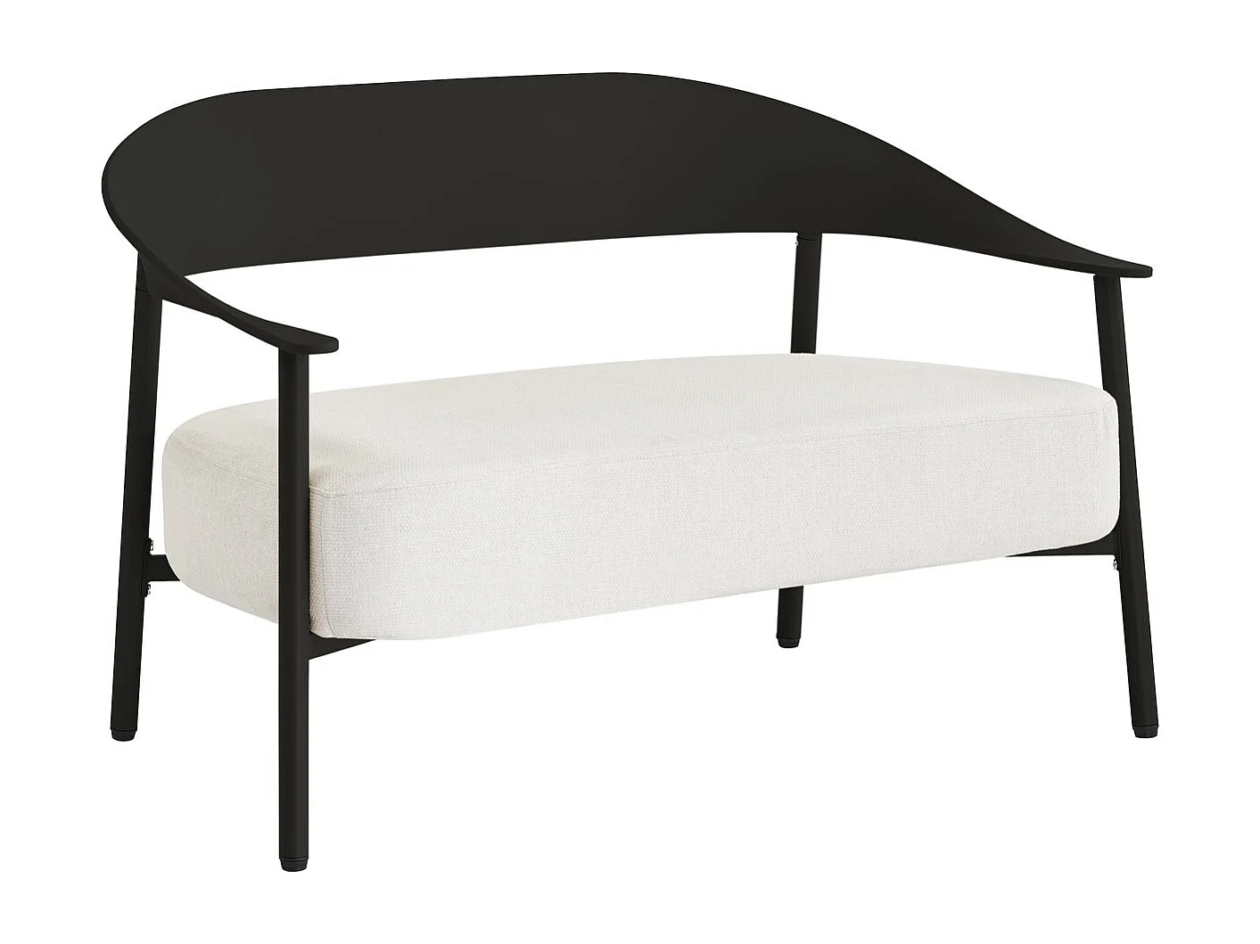 Salón de jardín para 2 personas "Céora" negro en plástico resistente con cojines de espuma gruesa y mesa baja práctica