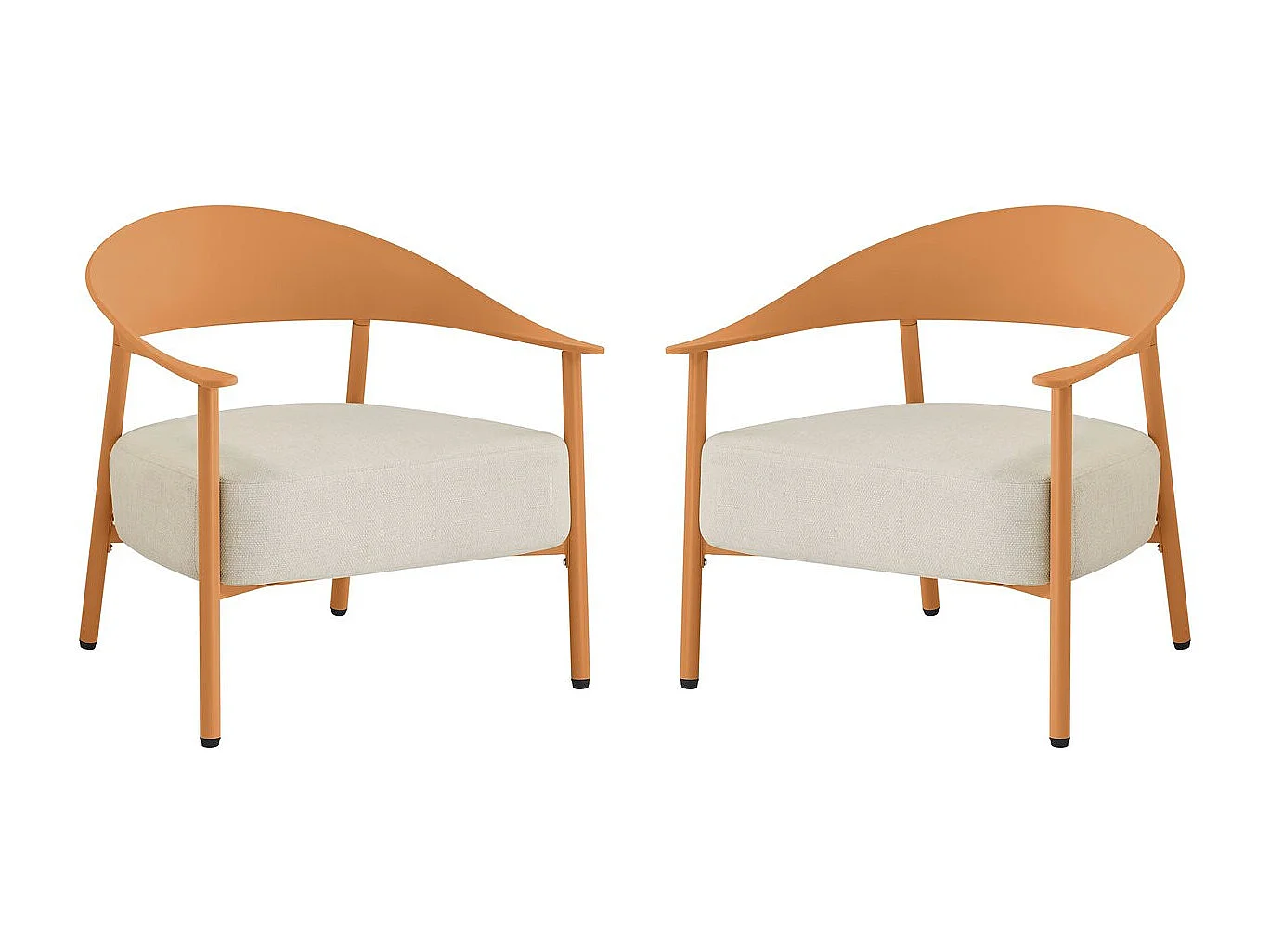 Juego de 2 Sillones de Jardín Naranja "Céora" en Plástico Resistente con Cojines Desfundables y Cómodos