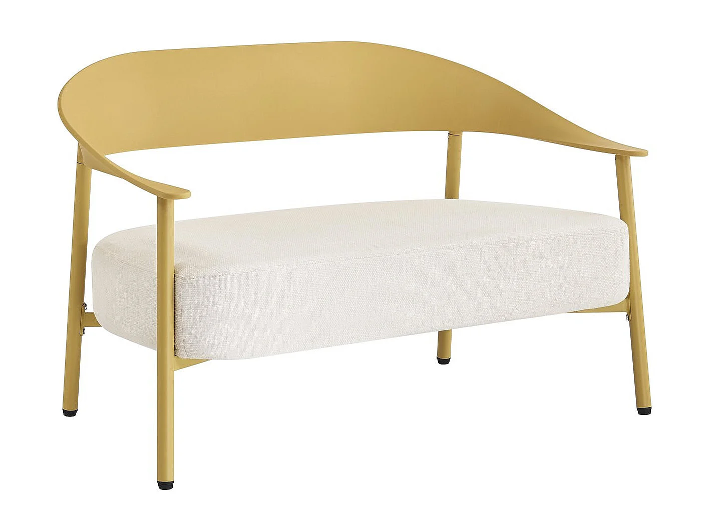 Salón de jardín Céora amarillo para 4 personas en plástico con cojines gruesos y mesa baja de diseño moderno