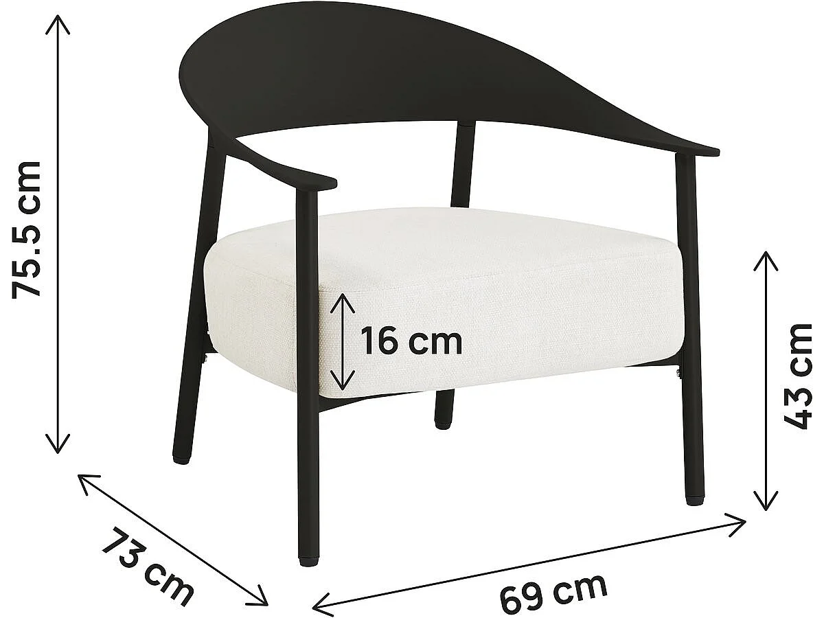 Lot de 2 fauteuils de jardin en plastique et en métal "Céora" - Noir
