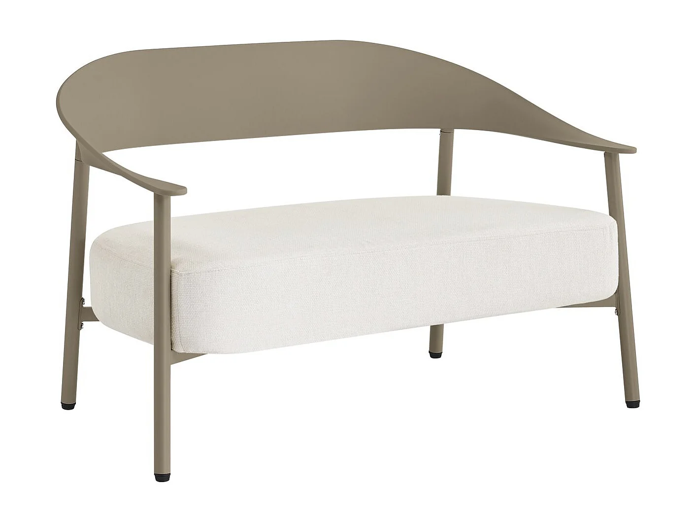 Salón de jardín 4 plazas Céora taupe en plástico resistente con cojines gruesos de 16 cm y mesa baja de diseño