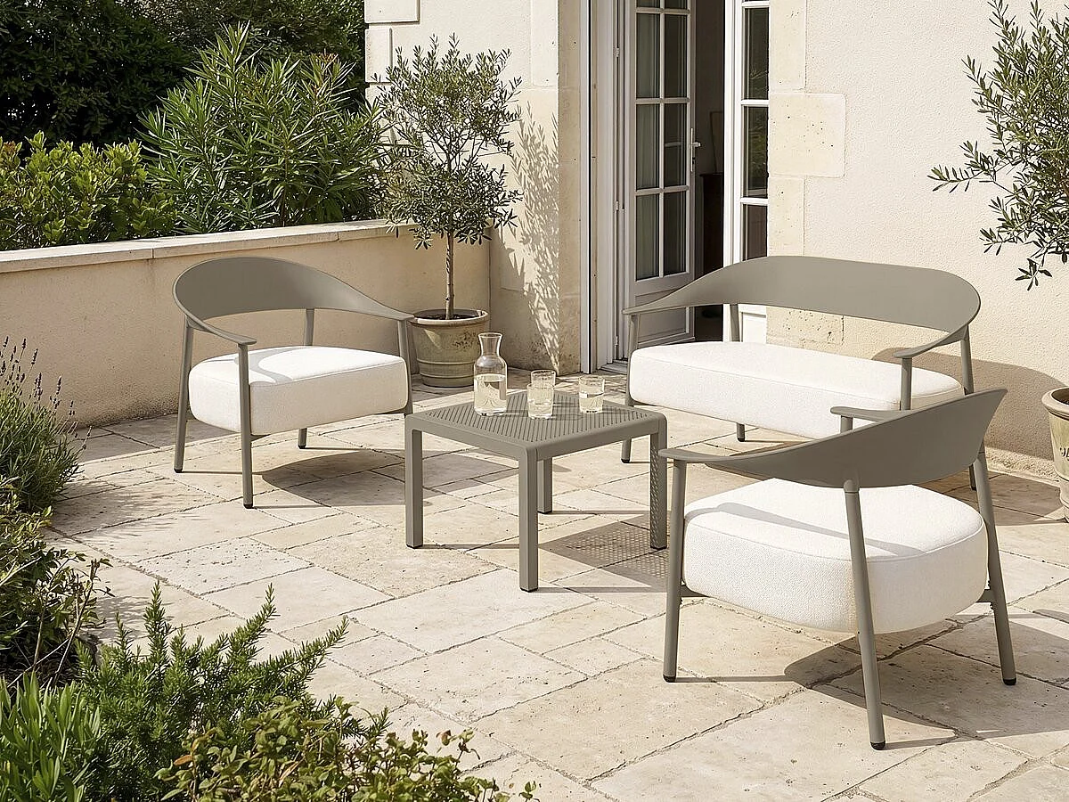 Salon de jardin en métal et plastique "Céora" - 4 places - Taupe