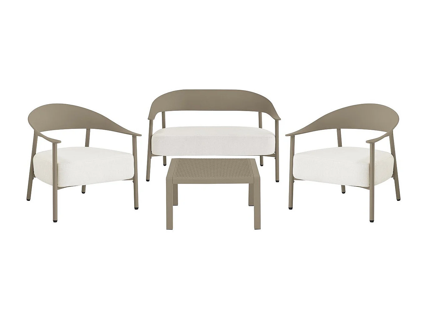 Salon de jardin en métal et plastique "Céora" - 4 places - Taupe