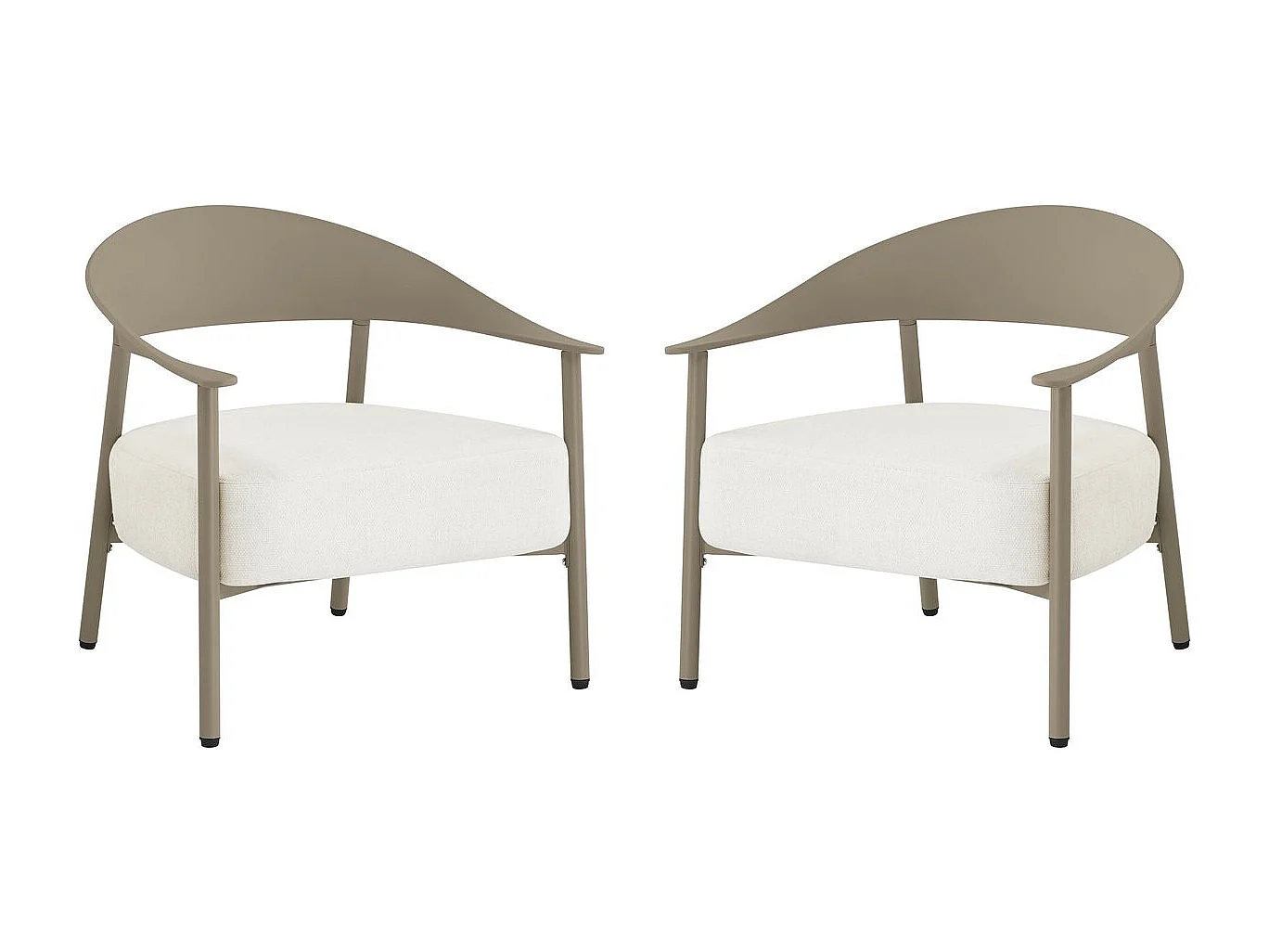 Juego de 2 Sillones de Jardín Taupe "Céora" en Plástico Resistente con Cojines Desfundables y Cómodos