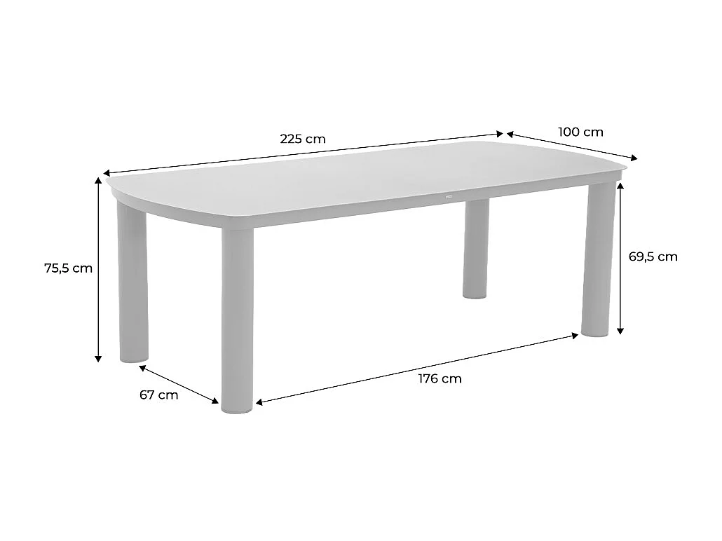 Table de jardin aluminium 10 places beige. 225 x 100 x 75.5 cm - Zaro