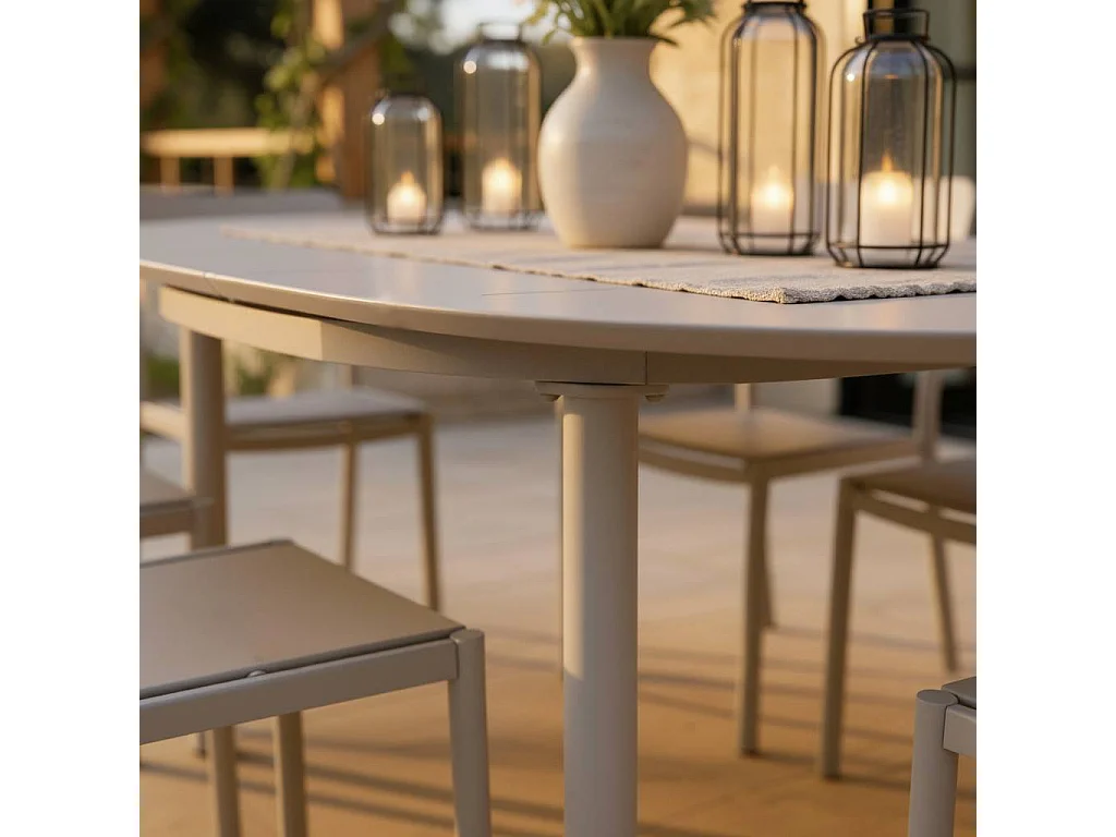 Table ronde en aluminium taupe Kaïa